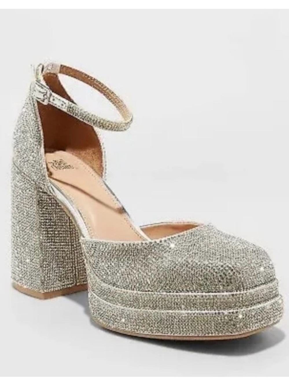 NWOT Silver Rhinestone Bling Heels - Picture 3 of 6